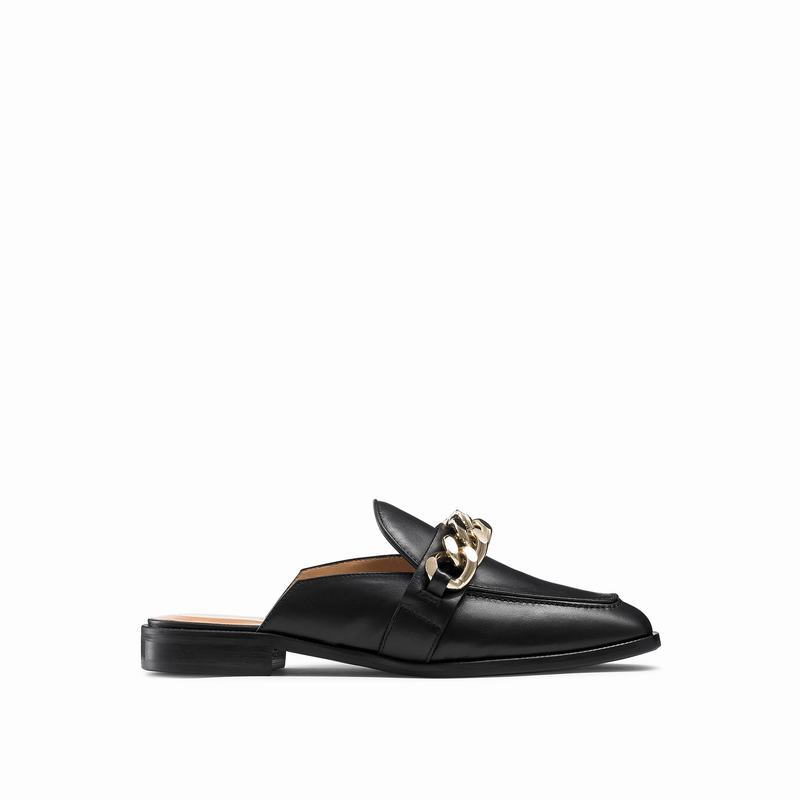 Russell And Bromley Chainmule Ženske Mokasinke Crne | YCG2586AZ