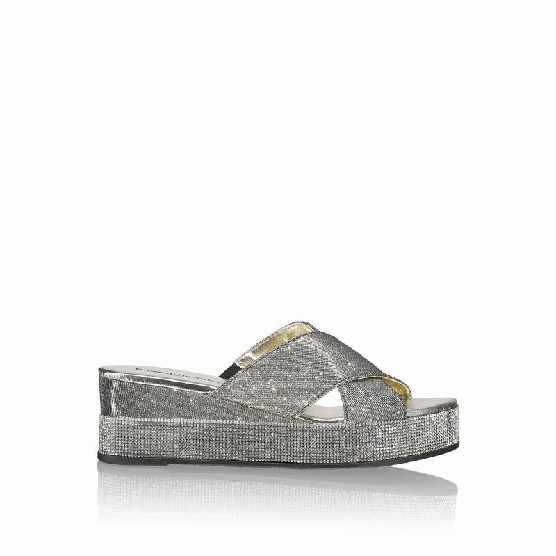 Russell And Bromley Plaza Luxe Ženske Sandale na Klin Metalne | FWL2483RY